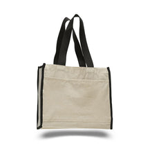 Load image into Gallery viewer, Heavy Duty Gusseted Tote with Colored Handles in Black