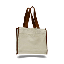 Load image into Gallery viewer, Heavy Duty Gusseted Tote with Colored Handles in Chocolate