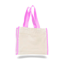 Load image into Gallery viewer, Heavy Duty Gusseted Tote with Colored Handles in Light Pink