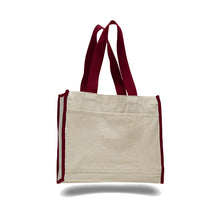 Load image into Gallery viewer, Heavy Duty Gusseted Tote with Colored Handles in Maroon