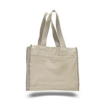 Load image into Gallery viewer, Heavy Duty Gusseted Tote with Colored Handles in Natural