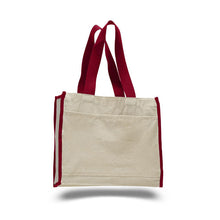 Load image into Gallery viewer, Heavy Duty Gusseted Tote with Colored Handles in Red