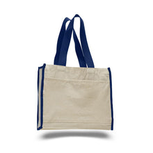 Load image into Gallery viewer, Heavy Duty Gusseted Tote with Colored Handles in Royal Blue