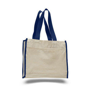 Heavy Duty Gusseted Tote with Colored Handles in Royal Blue